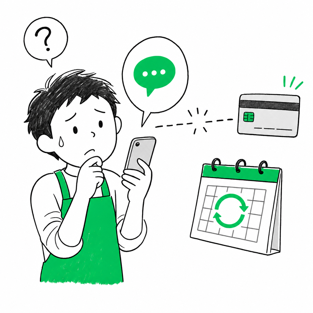 LINE公式だけでは、毎月の自動課金まで回しにくい。