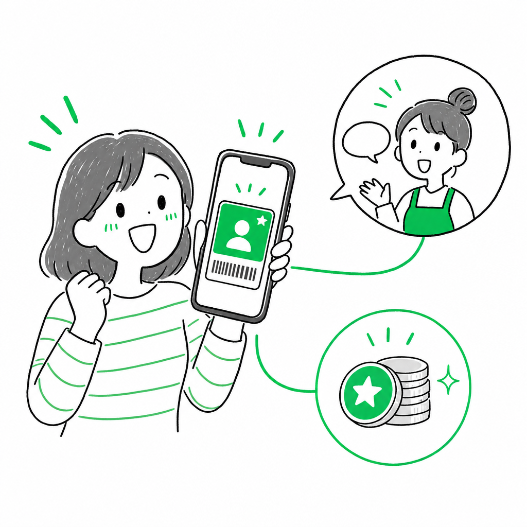 LINEの友だちのまま、会員証・ポイント・配信を1つに。
