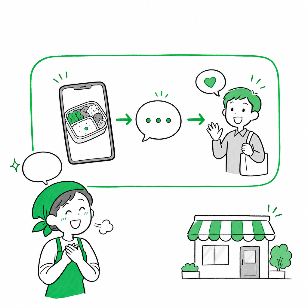テイクアウトも店内注文も、LINEから注文→再来店の配信まで。